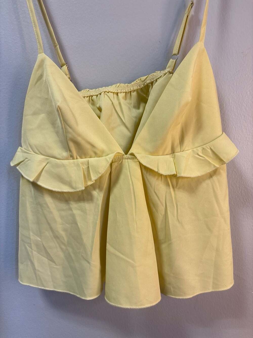SHEIN Light Yellow Ruffle Trim Cami Top Size Small